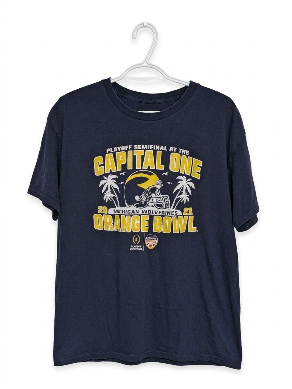 2021 Michigan Wolverines Orange Bowl T-Shirt Large Blue 84 NCAA Playoff Navy